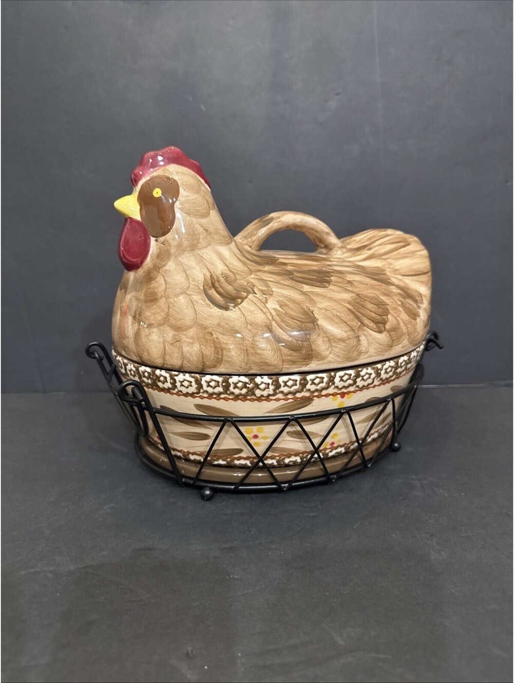 Temptations Old World 2 Qt Chicken Casserole Dish W/ Basket & Trivet